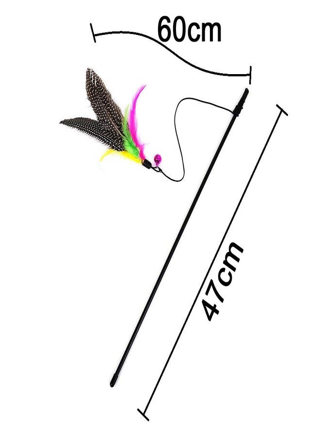 Western Era 47 cm Cat Playful Feather Toy Teaser Stick for Play and Training for Cat, Kitten, Puppy (1 Piece) (Random Color) - Image 2